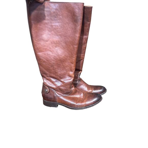 FRYE BACK ZIP BROWN DISTRESSED LEATHER RIDING boot size 10B - Picture 2 of 10